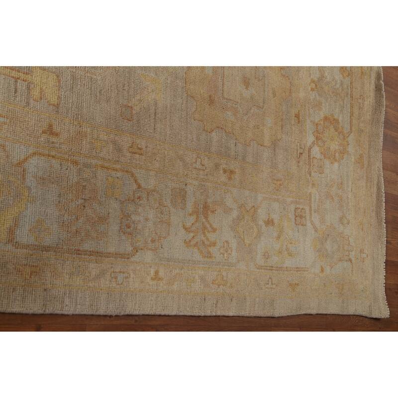 Vegetable Dye Oushak Turkish Wool Area Rug Handmade Oriental Carpet - 9'2" x 11'11"