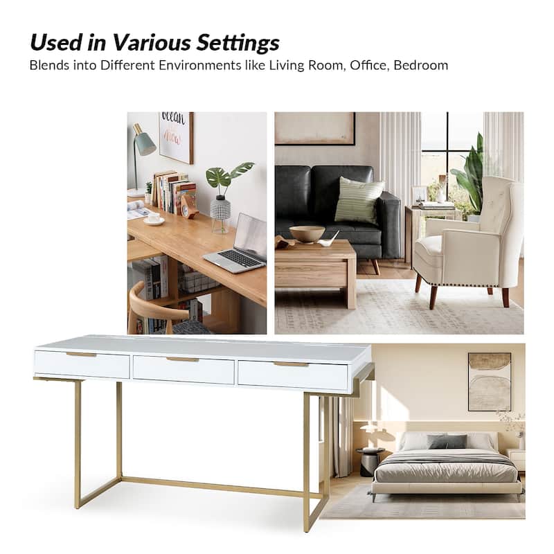 Patricia Modern 3 Drawer Desk with USB Ports and Outlet by HULALA HOME