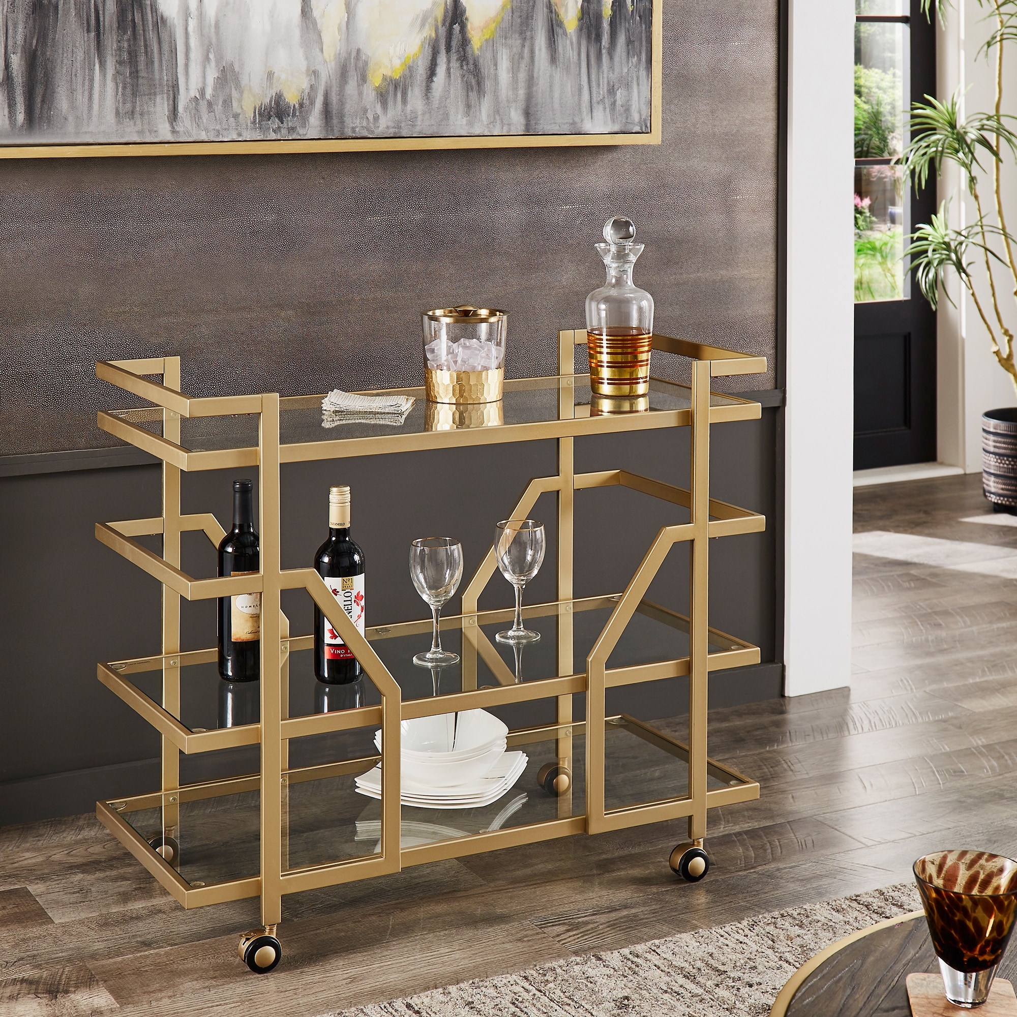 iNSPIRE Q Bold Metropolitan 36'' Wide Bar Cart - Gold