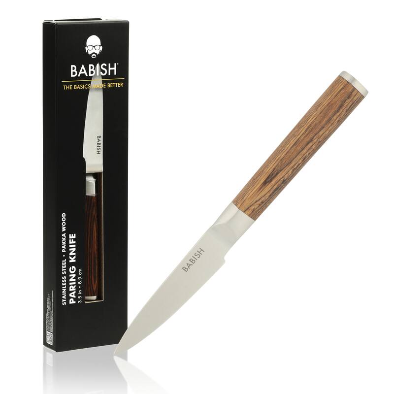 Babish 1.4116 German 3.5-inch Stainless Steel Paring Knife-Kitchen Knife for Peeling, Trimming & Prep Work, - Brown