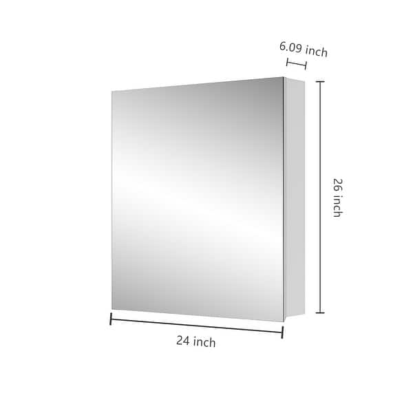 Single-Door Bathroom Medicine Cabinet with Mirror, Recessed or Surface ...