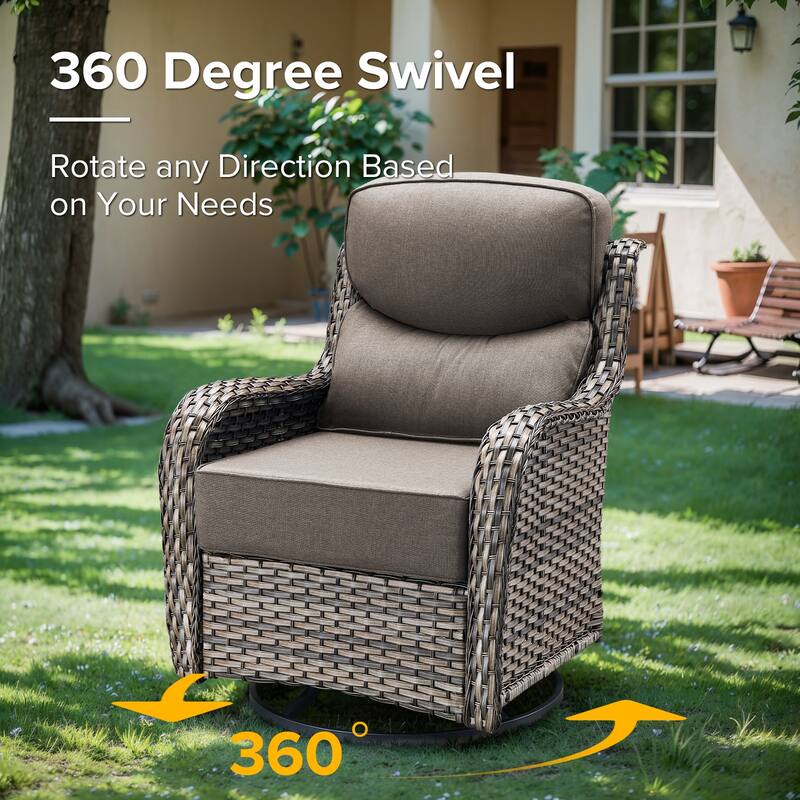 Gymojoy 4-Piece Patio Furniture Set with Swivel Glider Chairs, 6-Inch Ultra-Plush Cushions & Water-Resistant Olefin Fabric