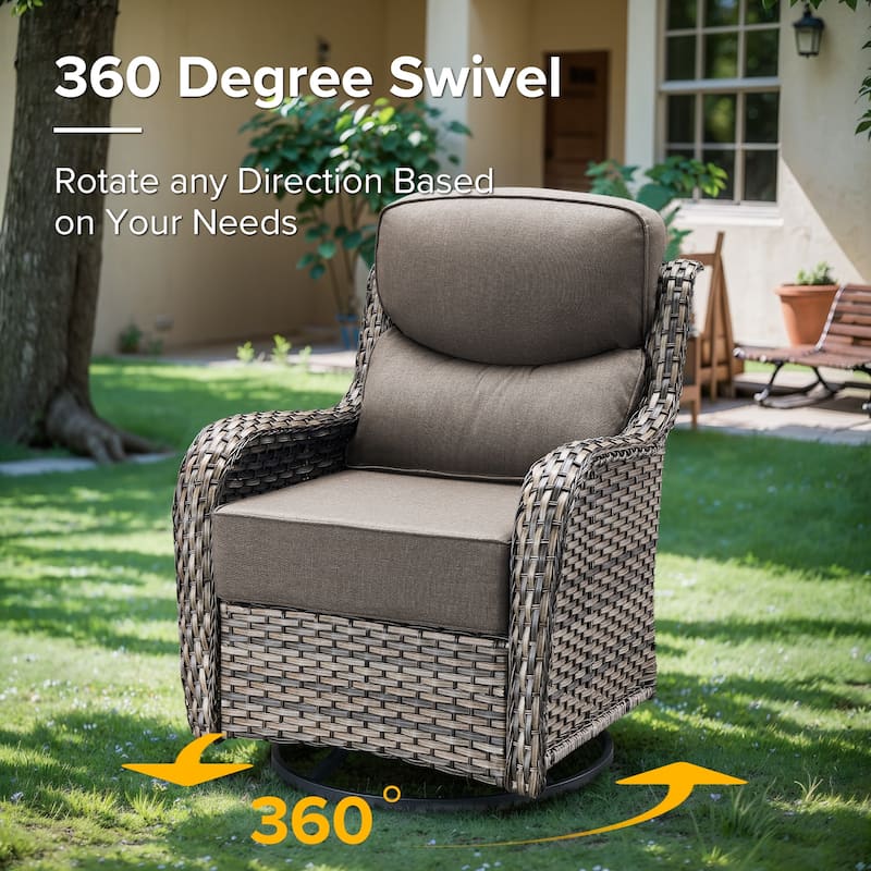 Gymojoy 8-Piece Patio Furniture Set with Swivel Glider Chairs, 6-Inch Ultra-Plush Cushions & Water-Resistant Olefin Fabric