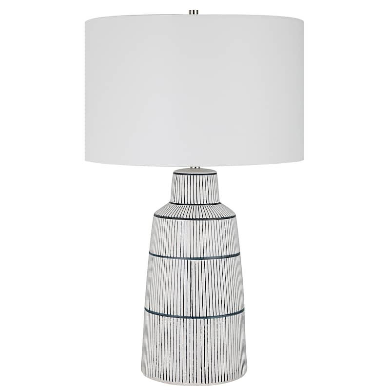 Uttermost Breton Nautical Stripe Table Lamp - 29"H,   Shade 11"H x 17"Dia.