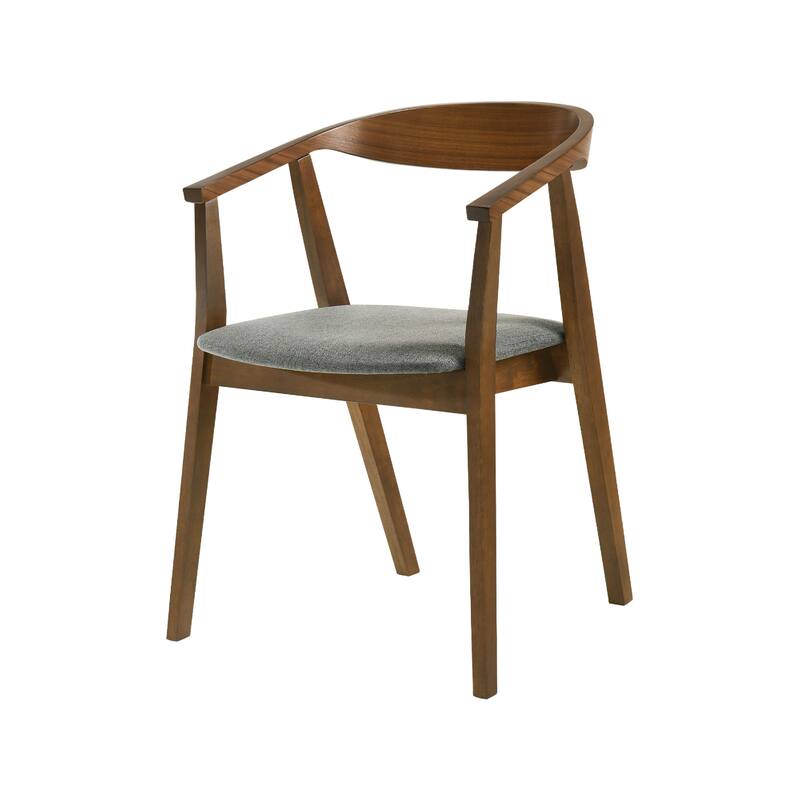 Alana Dining Chair Set of 2, Walnut Brown Wood, Charcoal Gray Fabric