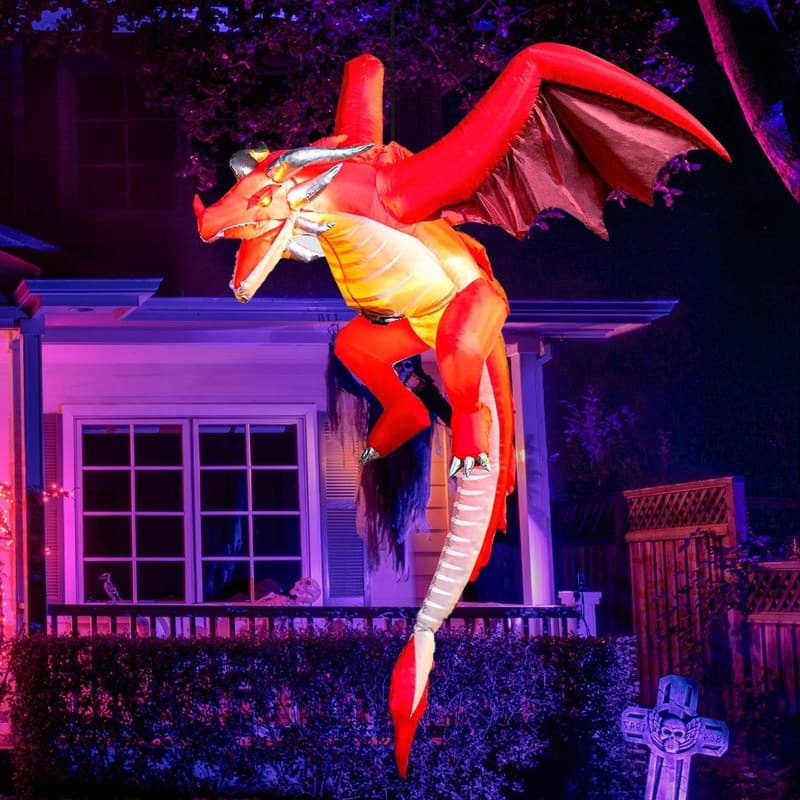 5 FT Halloween Inflatable Hanging Flying Dragon
