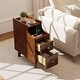 preview thumbnail 4 of 8, Gymax Solid Wood End Table w/ Pull-out Tray & 2 Storage Drawers Cable