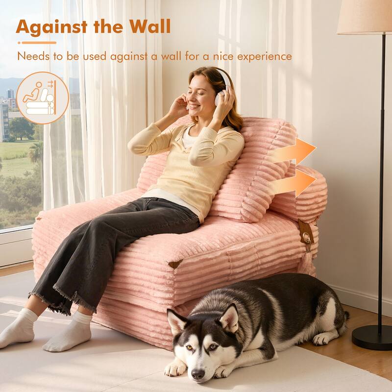 HOOOWOOO Modern Upholstery Fabric Folding Sofa Couch