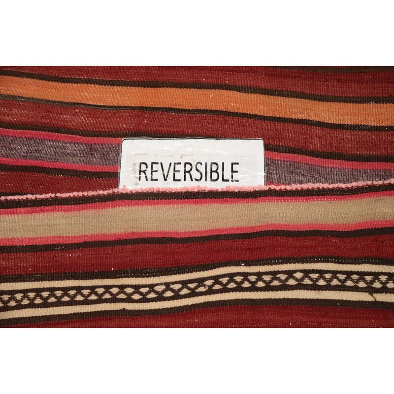 Hand Woven Oriental 100% Wool Carpet Southwestern Tribal Red Kilim Area Rug - 6' 8'' X 5' 2''