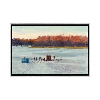 iCanvas "Ice Fishing Sunset" by Ernest Chiriacka Framed