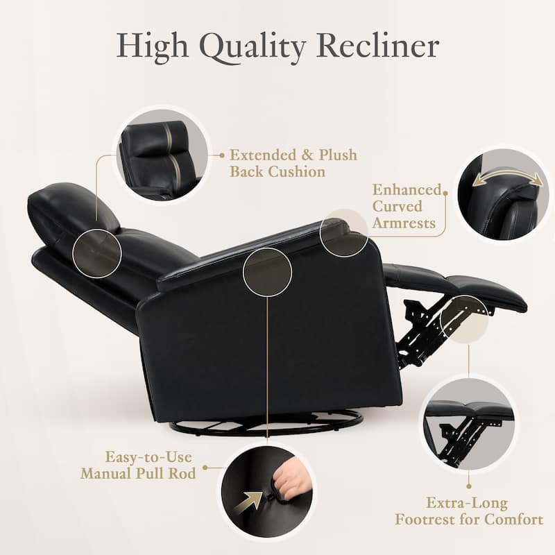 Fabric Recliner Sofa Chair Swivel Rocking Footrest-Single Seat for Living Room