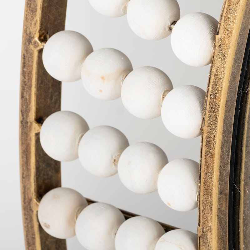 Claiborne Metal Frame With Wooden Beads Round Mirror - 42" x 42"
