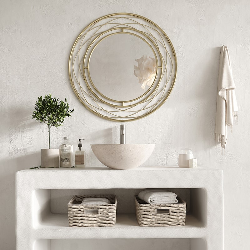 MacLuu Swirl Accent Round Wall Mirror - Gold - 31.5" x 31.5"
