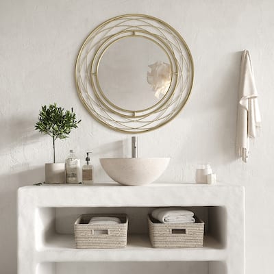 MacLuu Swirl Accent Round Wall Mirror - Gold - 31.5" x 31.5"