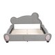 preview thumbnail 54 of 59, Lovely Upholstered Platform Bed Grounded Bed Velvet Fabric with Bear-Shaped Headboard and Footboard, No Box Spring Needed
