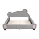 preview thumbnail 3 of 8, Wooden Queen Size Velvet Platform Bed with Bear-Shaped Headboard, Kid's Bed Frame with Bed-End Storage Pocket, Gray