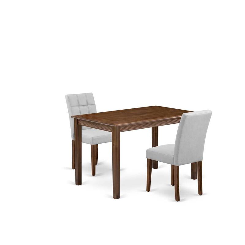 3-Piece Antique Walnut Finish Rectangular Solid Wood Top Dining Table Set