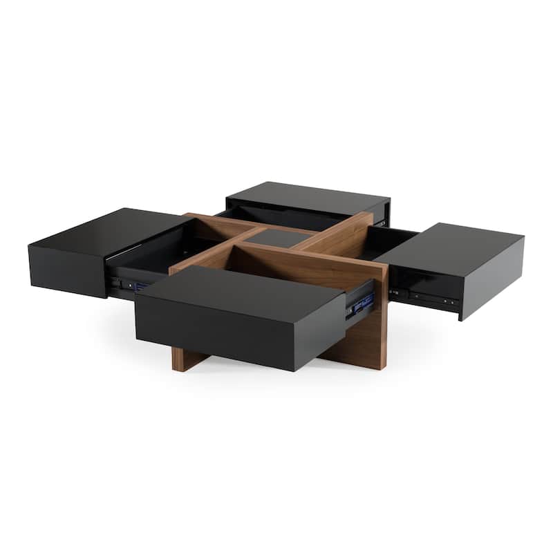 Modrest Makai Modern Black & Walnut Coffee Table