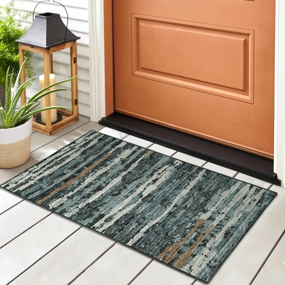 Indoor/ Outdoor Bravado Abstract Striped Baja Washable Area Rug