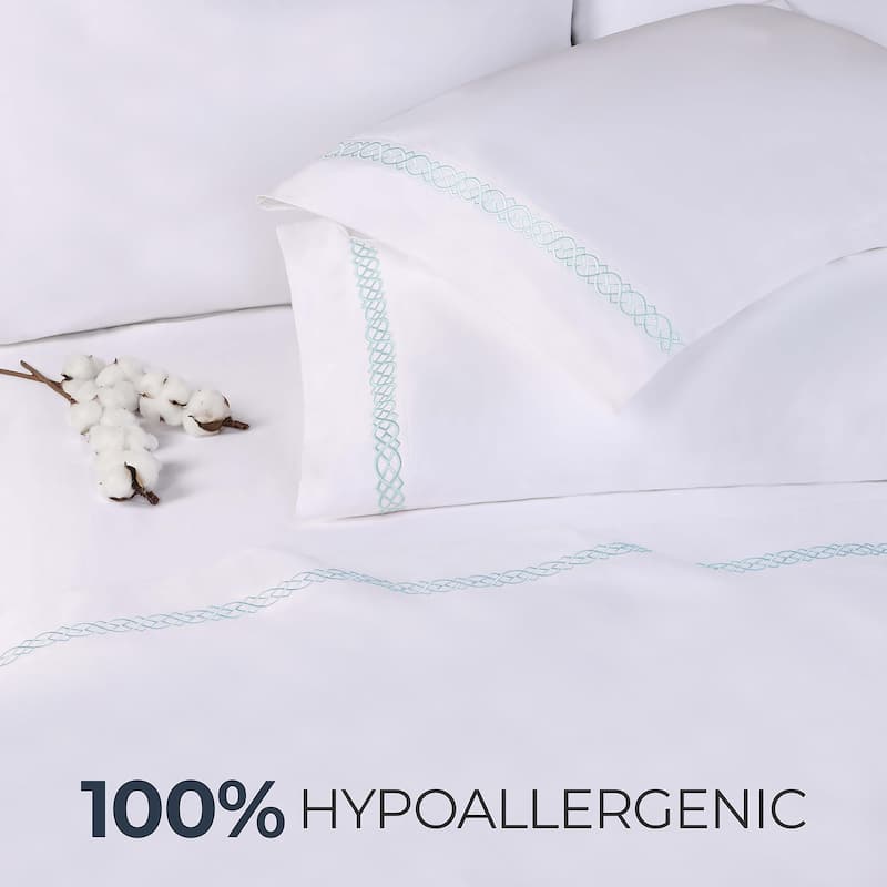 Superior Egyptian Cotton 1000 Thread Count Embroidered Scroll Pillowcases (Set of 2)
