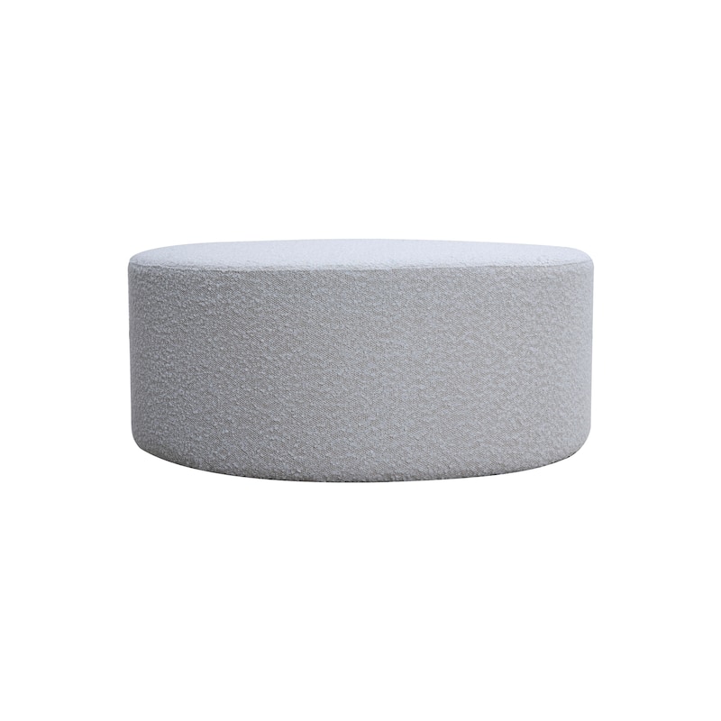 Round Coffee Table, Boucle Upholstered End Table, Functions as Side Table, Ottoman