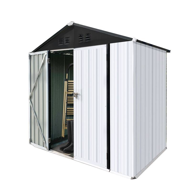 GDFStudio - Ethan Parker Sturdy and Spacious 4x6 FT Metal Outdoor Storage Shed with Apex Roof - 4ftx6ft