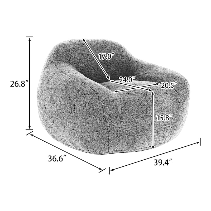 Side Chair Upholstered Chair Leisure Chair Reading Chair Light Gray Reading Chair Bean Bag Couch with Armrest