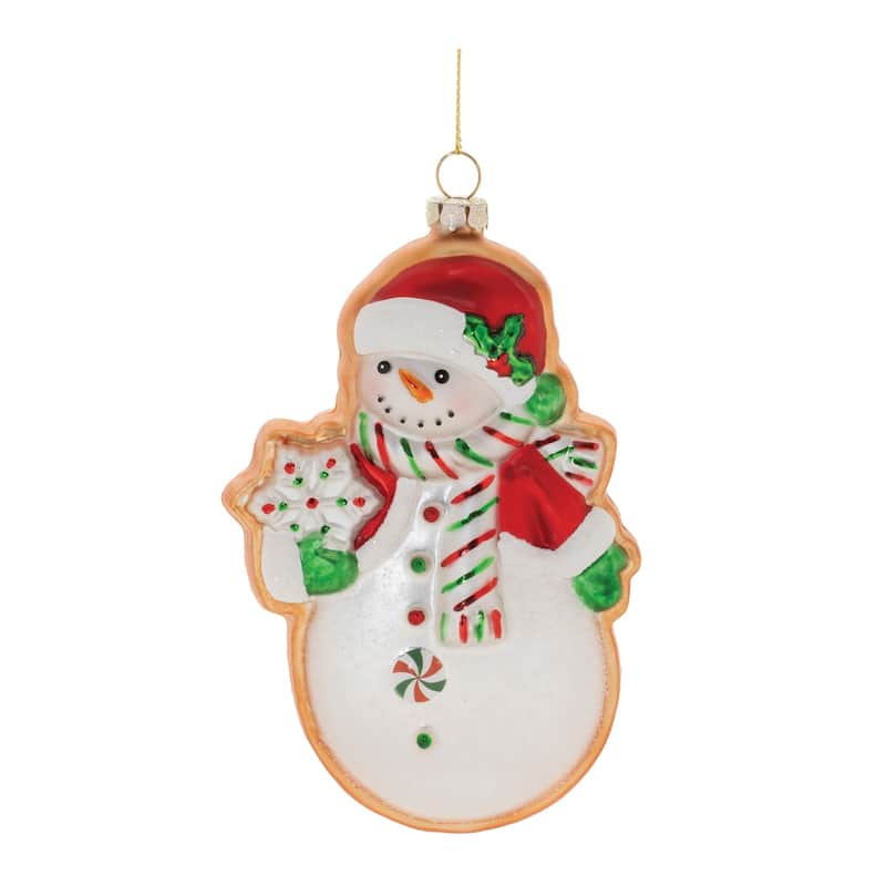 Santa and Snowman Cookie Glass Christmas Ornaments - 5.5" - 12ct