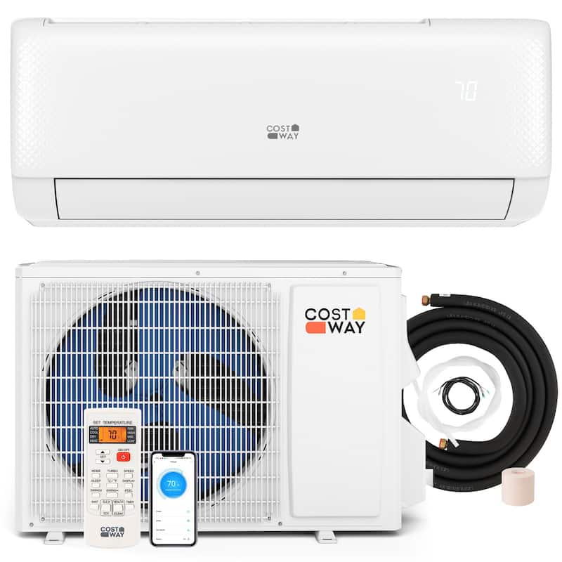 Costway 12000BTU Wifi Enabled Mini Split AC 22 SEER2115V Inverter Air - See Details - White