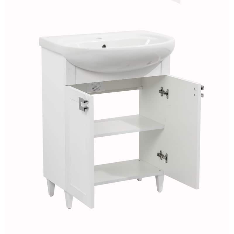 Modern Free standing Bathroom Vanity with Washbasin Woodmix White Matte Non-Toxic MDF-26"-Olimpia White Matte 26"