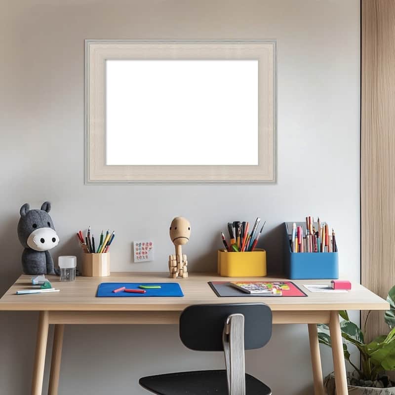 Amanti Art Cottage White Silver Framed Dry Erase Magnetic Board