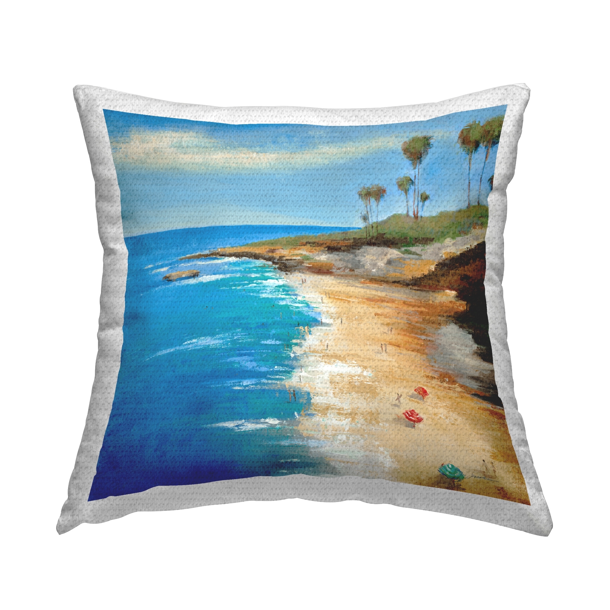 Stupell Tropical Ocean View Landscape Printed Outdoor Throw Pillow Design by Liz Jardine