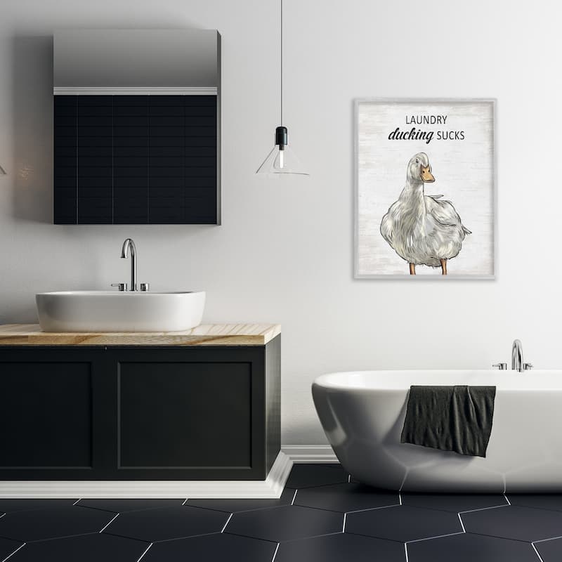 Stupell Sassy Laundry Duck Framed Giclee Art Design By Lettered and Lined
