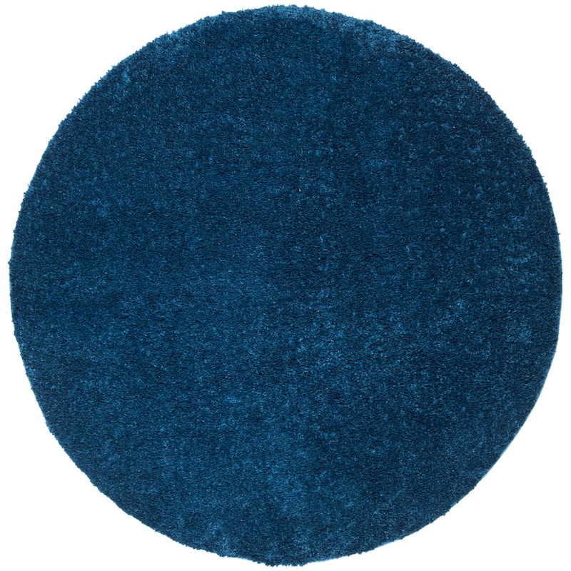 SAFAVIEH August Shag Solid 1.2-inch Thick Area Rug - 3' Round - Navy - Round