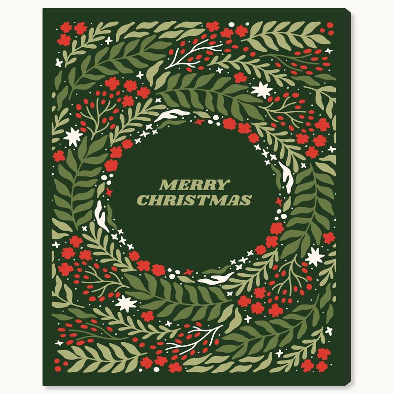 Wynwood Studio Canvas Holiday and Seasonal Plain Christmas Wish Green Modern & Contemporary Wall Art Canvas Print