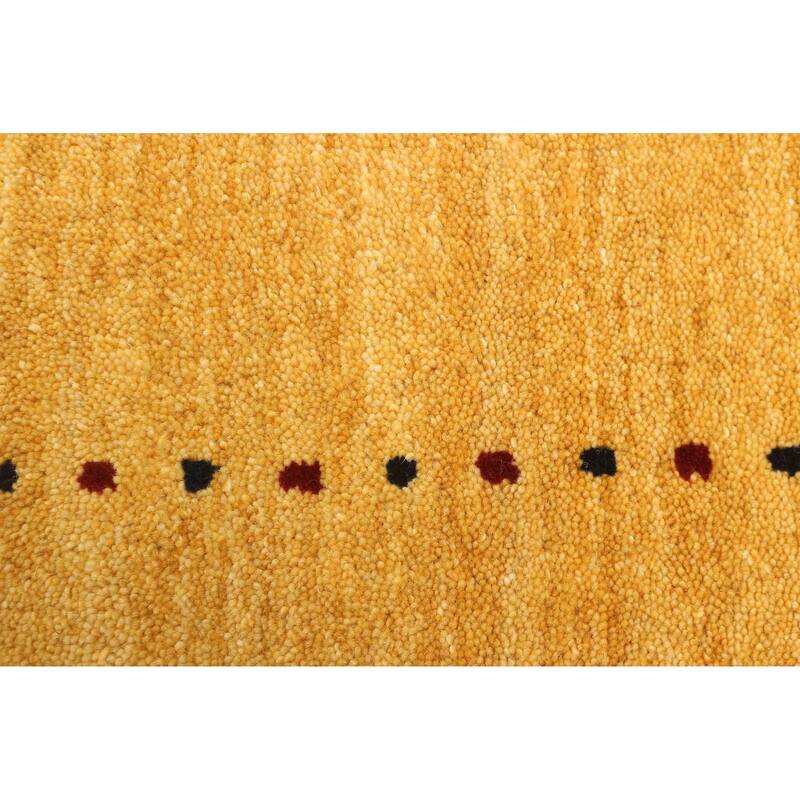 ECARPETGALLERY Hand Loomed Kashkuli Gabbeh Dark Gold Wool Rug - 2'4 x 7'9