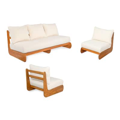 Christopher Knight Home - Solstice Acacia Wood Outdoor Sofa With Dual Chair