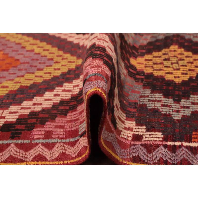 Hand Woven Oriental 100% Wool Carpet Southwestern Tribal Multi-Colored Kilim Area Rug - 9' 2'' X 5' 4''
