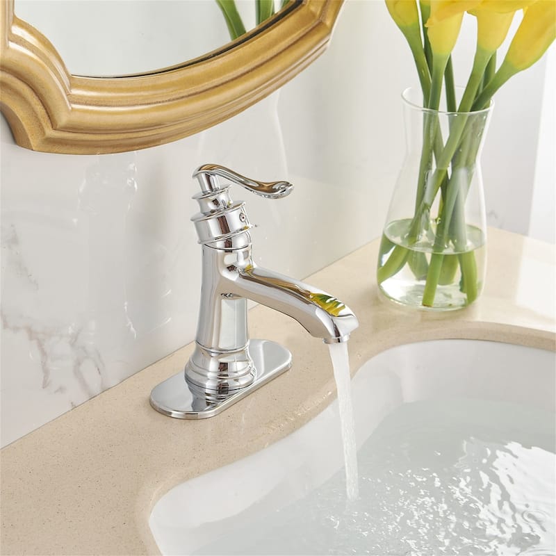 Single Handle Bathroom Faucet With Drain Assembly Single Hole Bathroom Sink Faucets Lavatory Basin Vanity Modern Elegant Taps