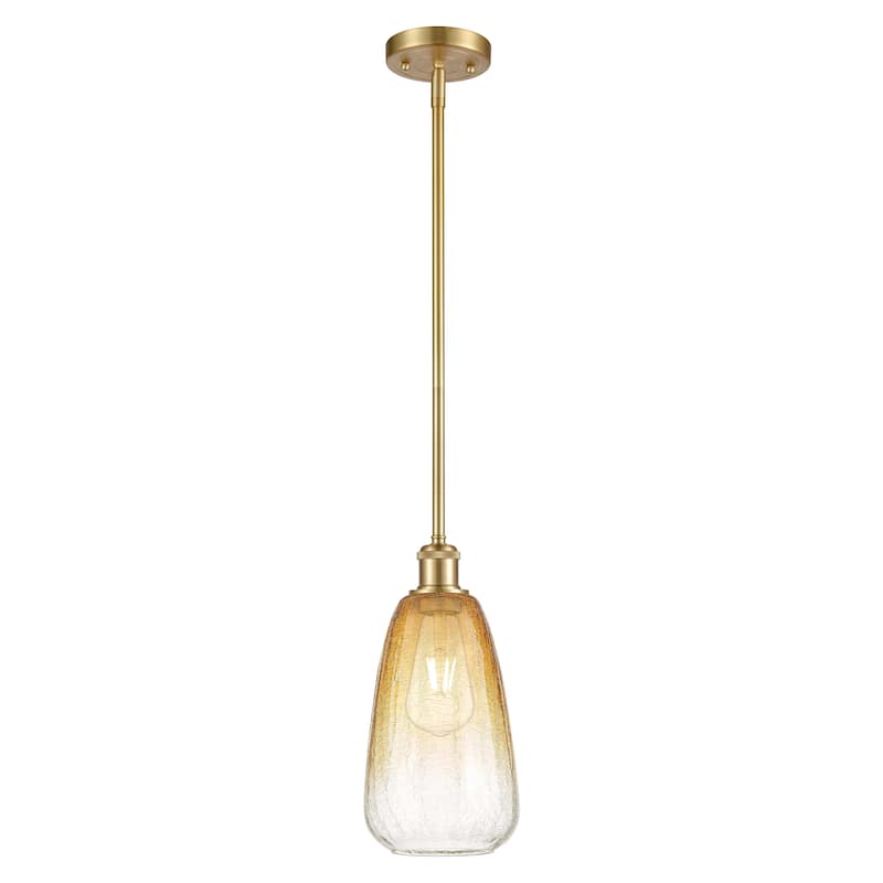 Innovations Lighting Endless Possibilities Ballston - Brookhaven Almond - 1 Light 6" Stem Hung Mini Pendant - Satin Gold/Amber