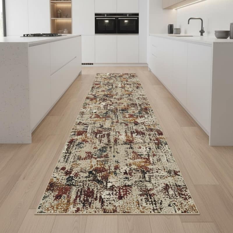 HomeRoots Abstract Modern Rectangle Area Rug - 2' X 8'