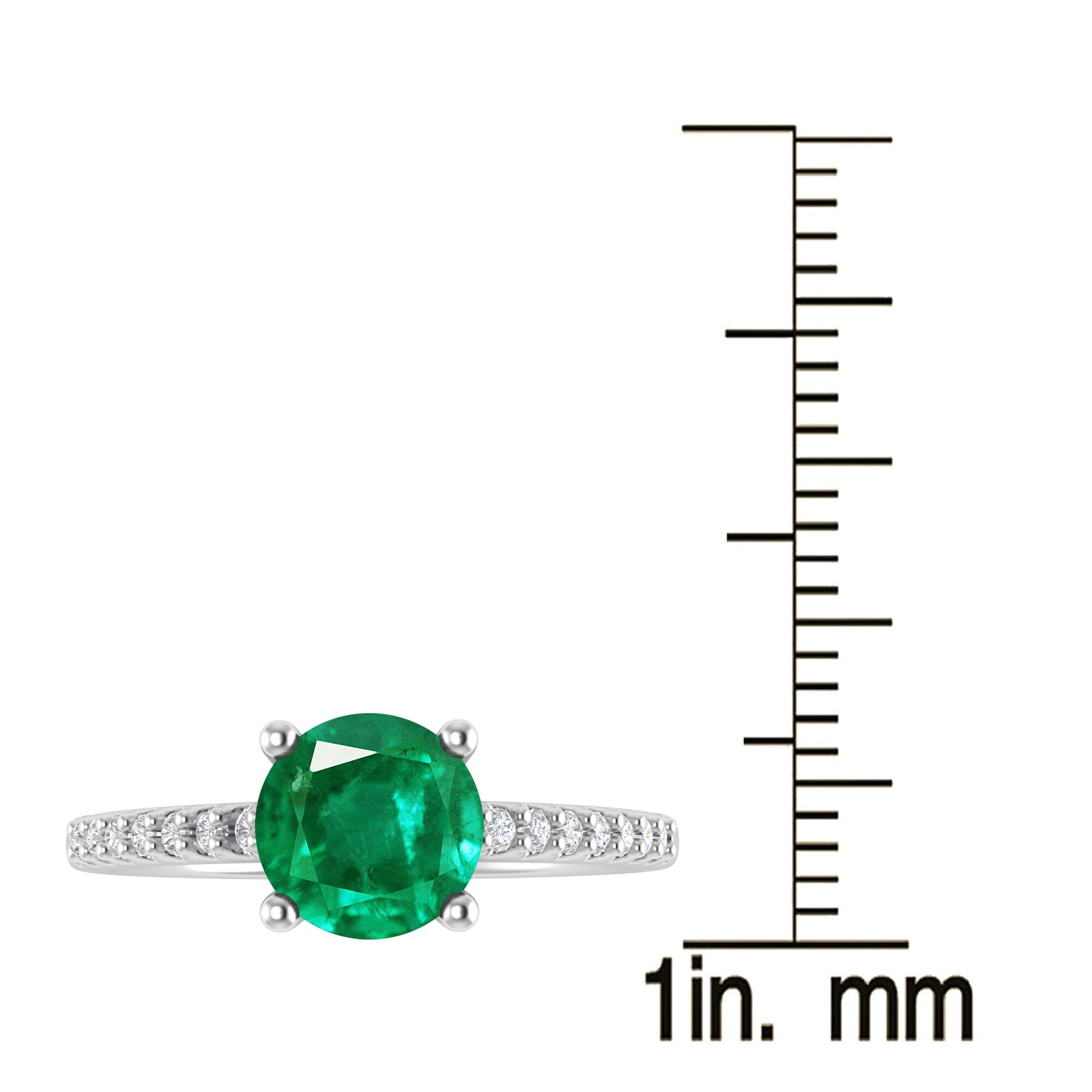 Sterling Silver 0.85CT Emerald and White Topaz Engagement Sterling Silver 0.85CT Emerald and White Topaz Engagement