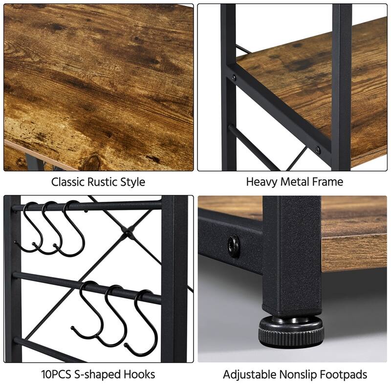Yaheetech Metal Frame Baker's Rack Kitchen Island Storage Shelf