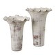 preview thumbnail 1 of 1, Uttermost 18174 Ruffled Petal 16" Tall Porcelain Vase - Set of 2 Distressed White