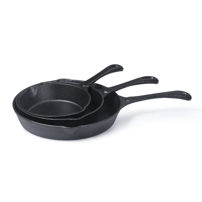 3 Piece Cast Iron Skillet Set 6 inch 8 inch and 10 inch Pre-seasoned Cast Iron Cookware