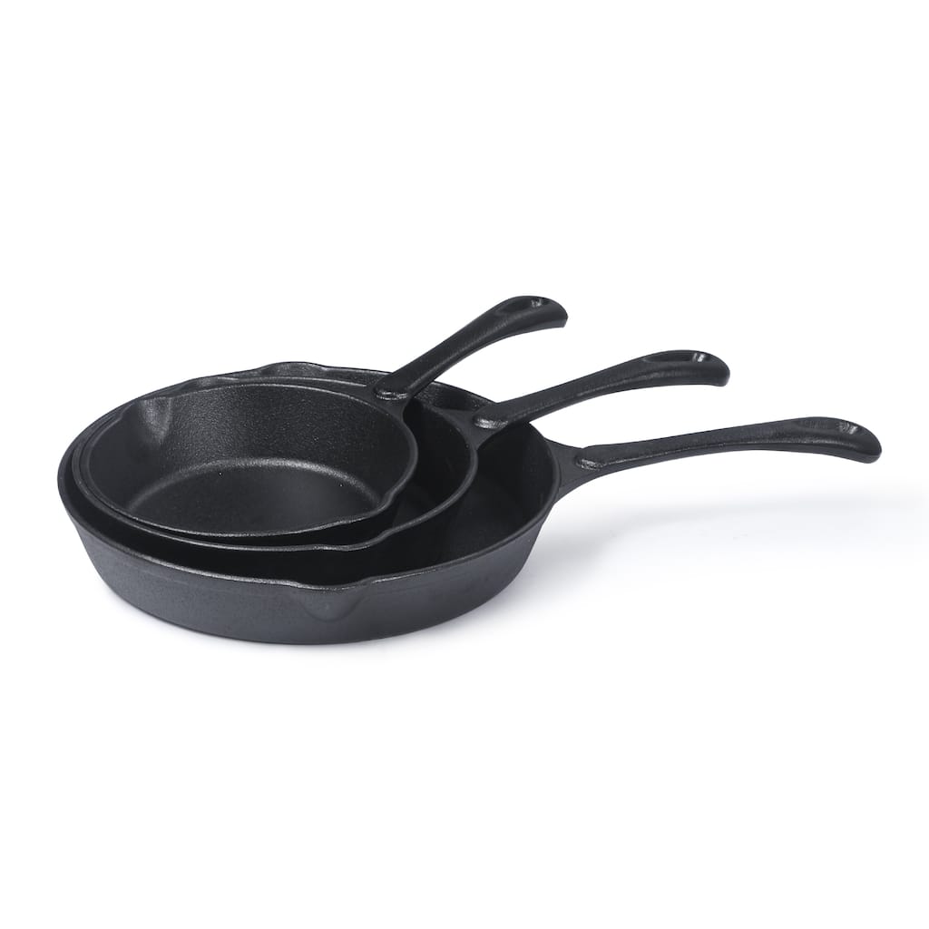 3 Piece Cast Iron Skillet Set 6 inch 8 inch and 10 inch Pre-seasoned Cast Iron Cookware