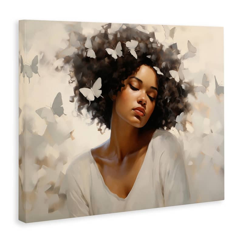 Stupell Woman with White Butterflies Canvas Wall Art Design By Arlington Prints