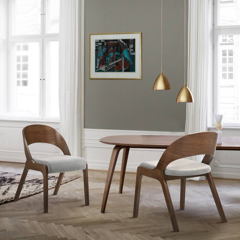 Polly Mid-Century Modern Upholstered Wood Kitchen Dining Chairs - Set of 2