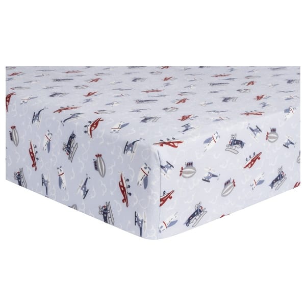 slide 2 of 3, Sky Traveler Deluxe Flannel Fitted Crib Sheet