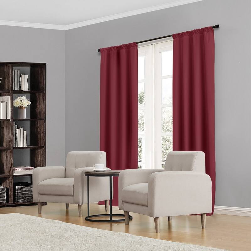 Eclipse Kendall Blackout Window Curtain Panel - 54 Inches - Ruby